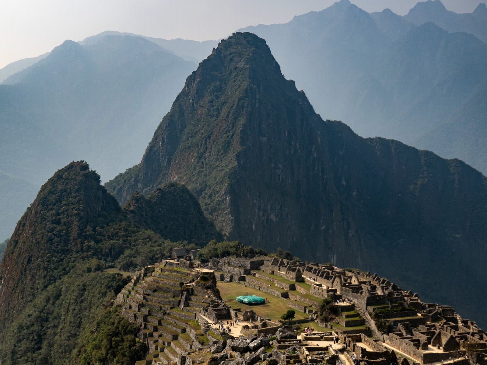 Machu Picchu terraces and mountain peaks